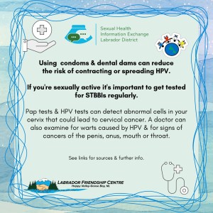 Campaign text and organization logos are shown on a pale blue background bordered with waving blue lines and a snow flecked water color print. Black and white illustrations show a stethoscope and a palm cupping a medical cross symbol.