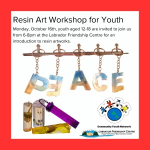 Resin letters spell peace